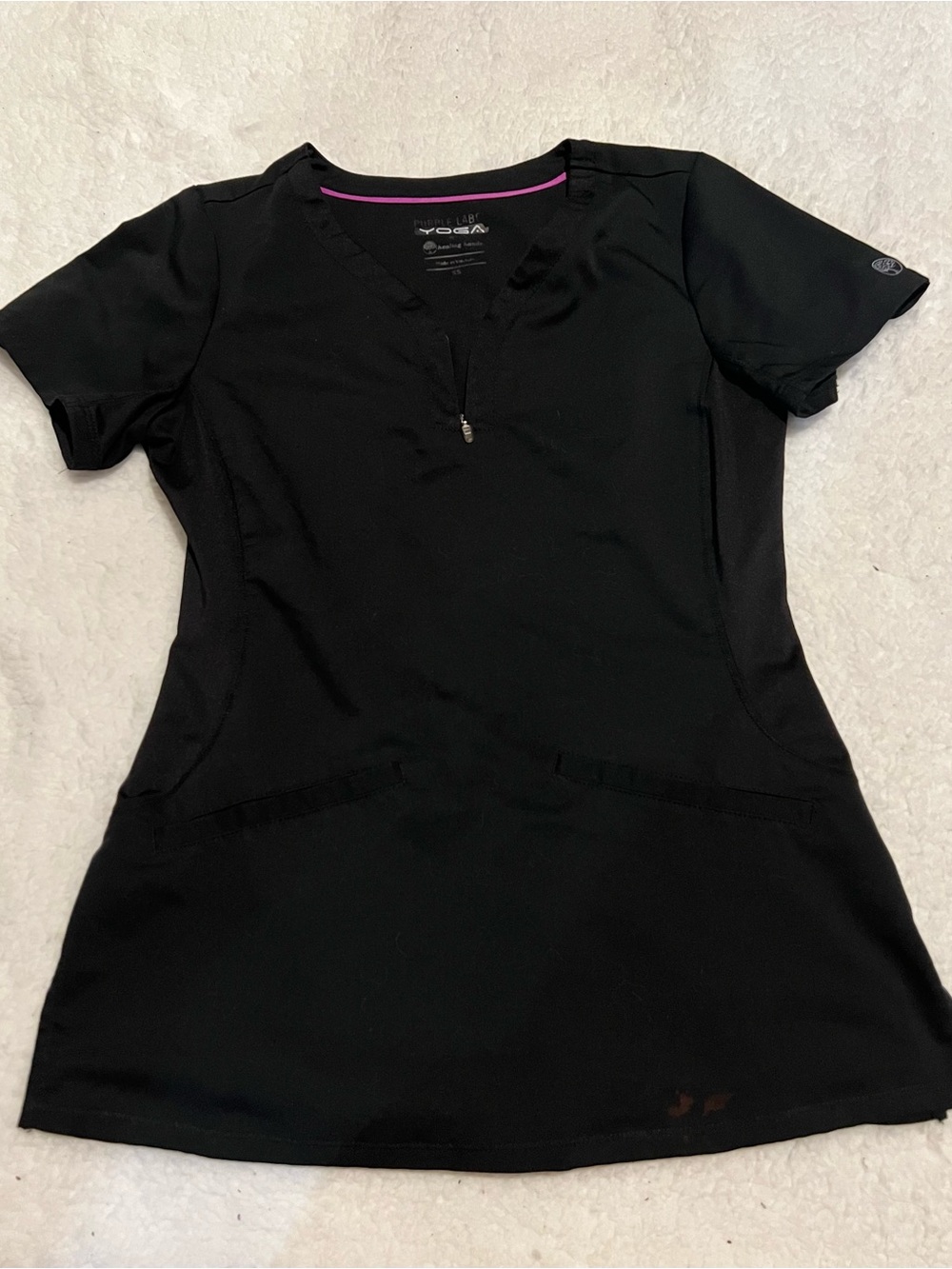 Purple Label Yoga Black Scrub Top